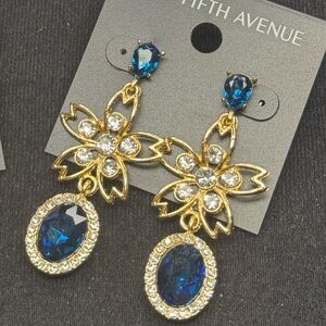 Saks Fifth Avenue Blue and Gold Drop Earrings